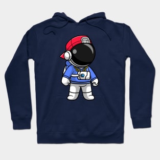 Cute Cool Astronaut Wearing Hoodie And Cap Cartoon Hoodie